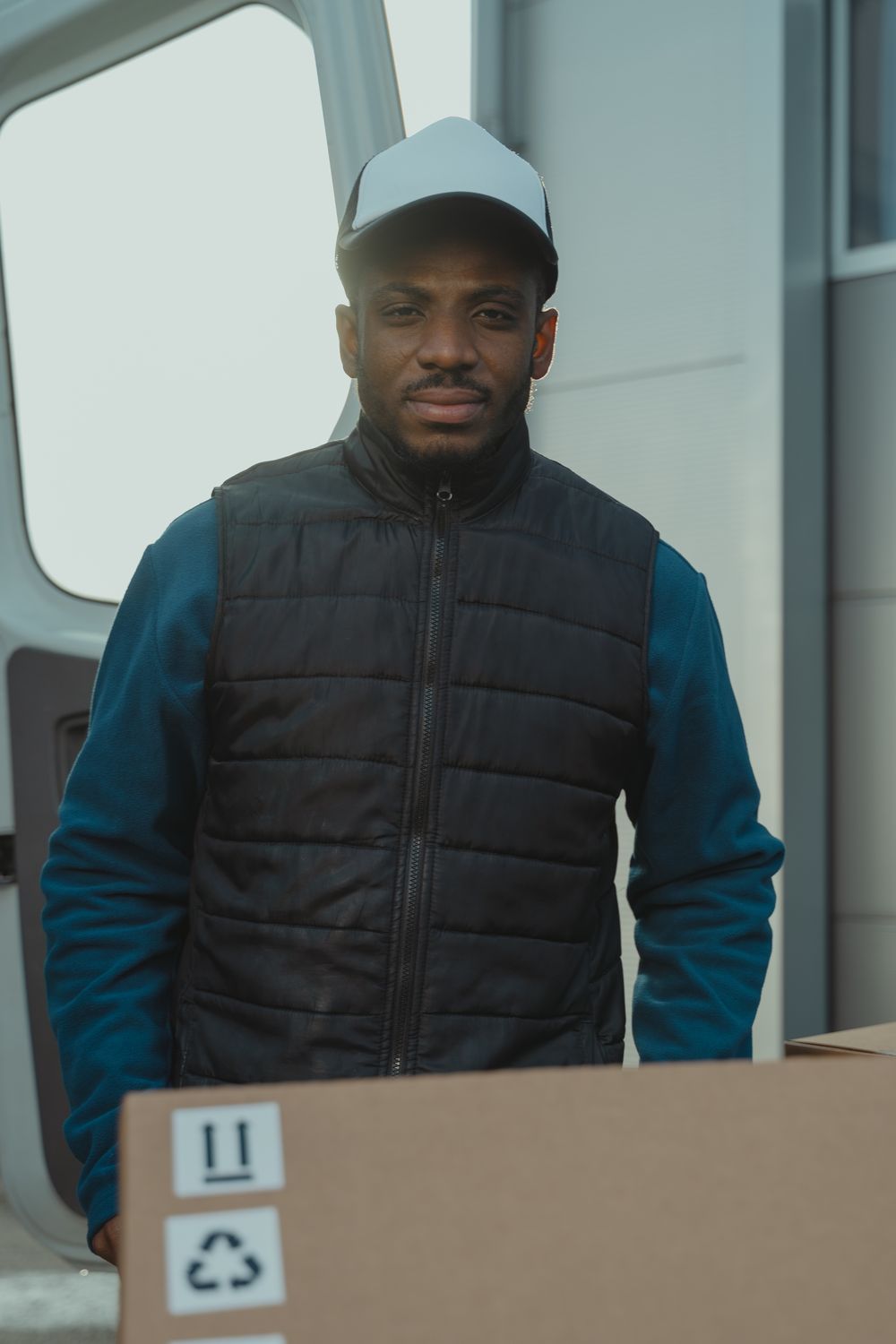 Courier delivering a parcel