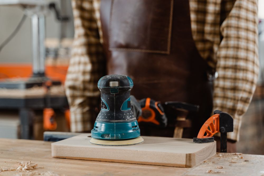 Carpenter working with wood